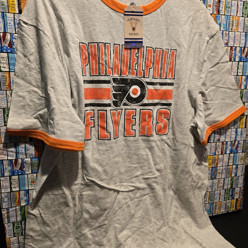 NHL Philadelphia Flyers Men’s Short Sleeve Sport Gray-Orange Shirt-Size XLarge - Picture 4 of 8